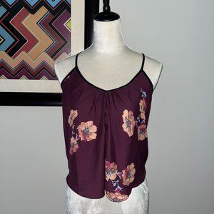 Kimchi Racerback Maroon Floral Blouse XS